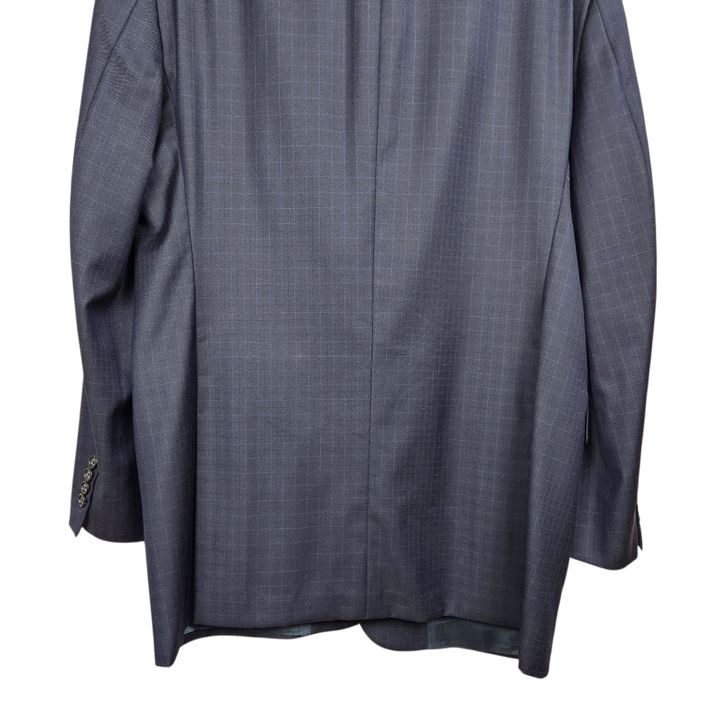 Burberry 100% Wool Blue Windowpane Plaid Blazer Dinner Jacket Mens Size 46L - Picture 6 of 13